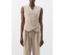 Maesa Asymmetric Tailored Chambray Waistcoat