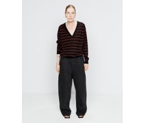 Striped Merino Wool Deep V-neck Jumper