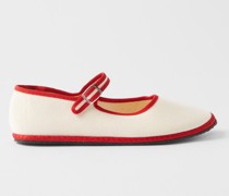 Cotton-canvas Mary Jane Flats
