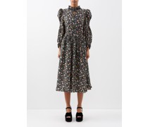 Yuzuki Puffed-sleeve Floral-print Cotton Dress