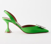 Begum 70 Crystal-embellished Satin Slingback Pumps