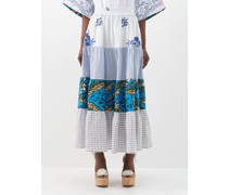 Kendima Patchworked Vintage-cotton Maxi Skirt