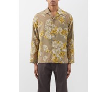 Daffodil-print Cotton-blend Habotai Shirt