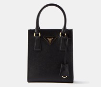 Cabas en cuir Saffiano à plaque logo