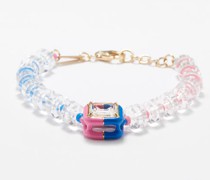 B Square Beaded Enamel & 9kt Gold Bracelet