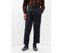 Pleated Wool-blend Flannel Trousers