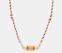 Diamond, Enamel & 14kt Gold Necklace