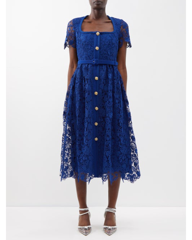 Self-Portrait Damen Belted Guipure-lace Midi Dress