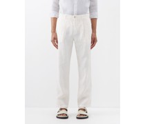 Pleated Linen Suit Trousers