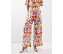 Melia Floral-print Cotton-blend Wide-leg Trousers