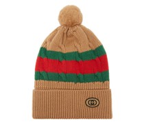 Gg-patch Web Stripe Wool Bobble Hat