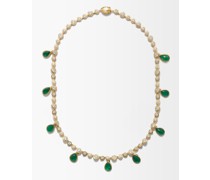 Nesting Gem Diamond, Emerald & 18kt Gold Necklace