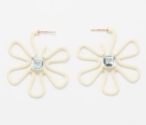Flower Topaz, Enamel & 9kt Gold Earrings