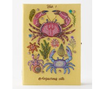 Crab Embroidered Book Clutch Bag