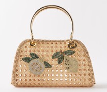 Limoncino Small Crystal-embellished Wicker Handbag