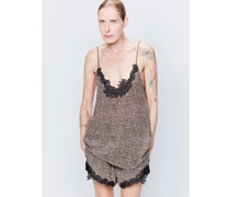 Animal-print Lace Trim Silk Shorts