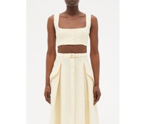 Jirja Concealed Hook Linen Cropped Top
