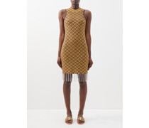 Kim Geometric-jacquard Crystal-trimmed Mini Dress