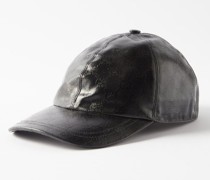 Gg-jacquard Lacquered Faux-leather Cap