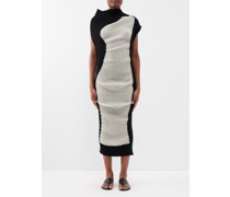 Colour-block Technical-pleated Midi Dress