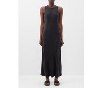 Valencia High-neck Silk-satin Maxi Dress