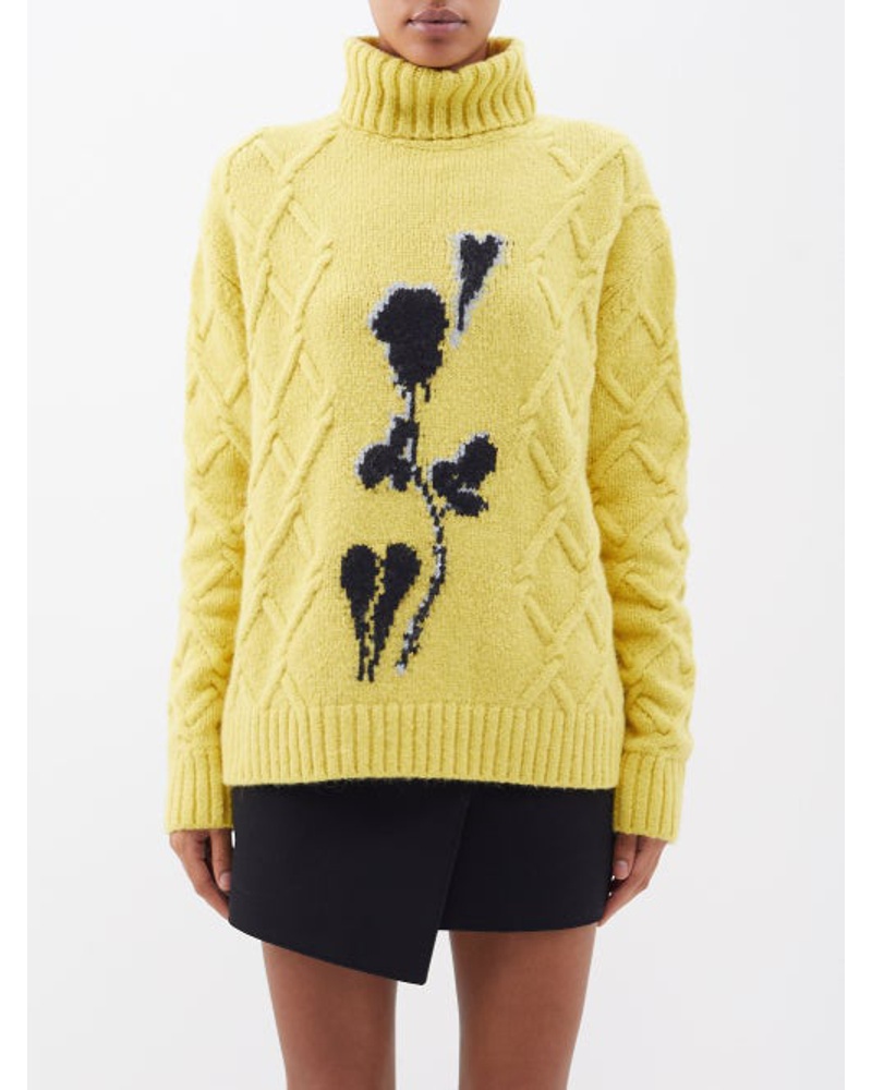 BERNADETTE Damen Olympia Floral-intarsia Cable-knit Sweater