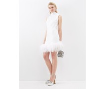 Umiko Feather-trimmed Satin Mini Dress