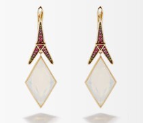 Dormeuse Opal, Ruby, Sapphire & 18kt Gold Earrings