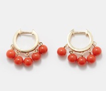 Coral & 14kt Gold Hoop Earrings