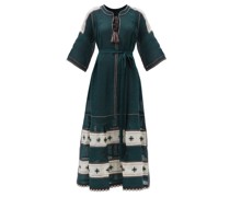 Salma Tie-waist Embroidered Linen Dress