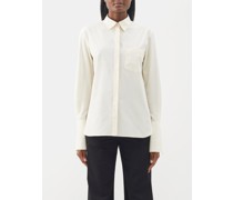 Concealed-placket Cotton-poplin Shirt