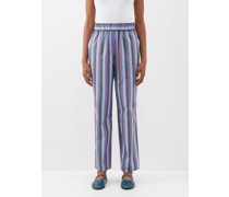 Fleur Elasticated-waist Striped Cotton Trousers