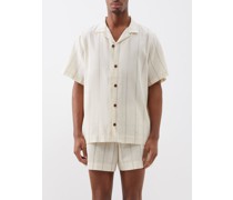La Susana Short-sleeved Striped Cotton Shirt