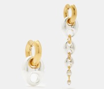 Mismatched 24kt Gold & White Gold-plated Earrings