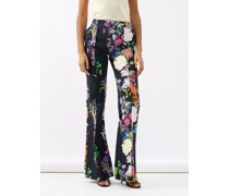 Morgan Floral-print Taffeta Tailored Trousers
