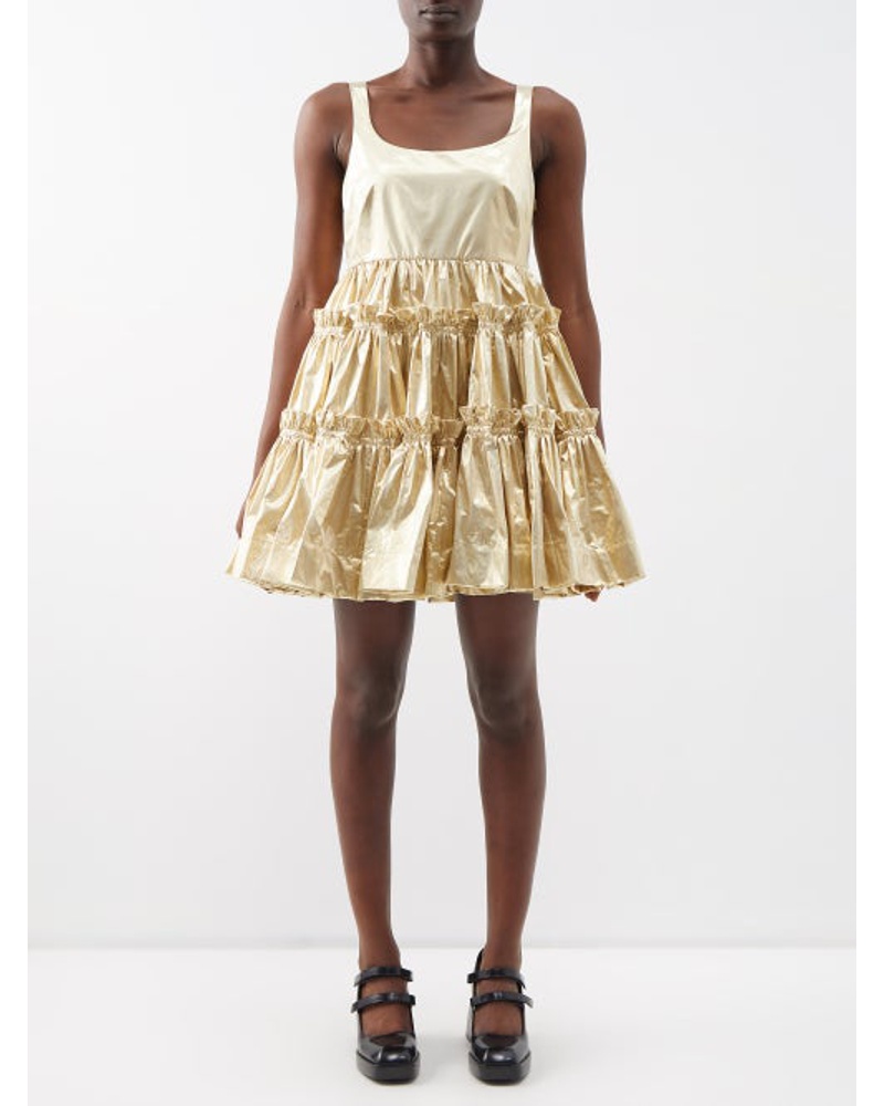 Molly Goddard Damen Selene Gathered Tiered-skirt Lamé Dress Molly Goddard Damen Selene Gathered Tiered-skirt Lamé Dress