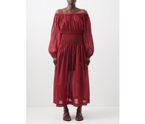 Flossie Off-the-shoulder Cotton Midi Dress