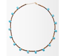 Turquoise, Tiger's Eye & 14kt Gold Necklace