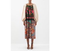 Raglan-sleeve Vintage Wool And Silk Midi Dress