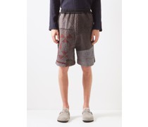 Donny Patchwork Vintage Wool And Cotton Shorts