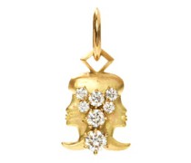 Gemini Diamond & 18kt Gold Zodiac Charm
