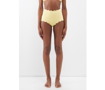 Santa Monica Scalloped High-rise Bikini Briefs