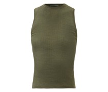 Ribbed Cotton-jersey Knit Tank Top