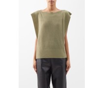 Open-work Cashmere Sleeveless Sweater