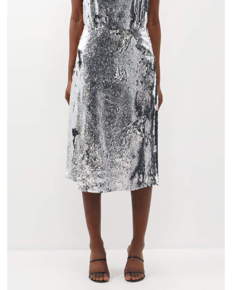 Marques ' Almeida Damen Upcycled Sequinned Midi Skirt
