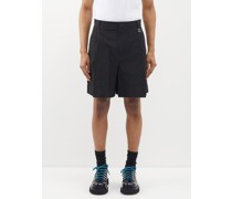 Pleated Cotton-blend Shorts