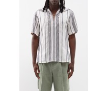 Open-neck Silk-blend Jacquard Shirt
