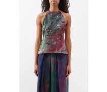 Ada Striped Silk-satin Halterneck Top