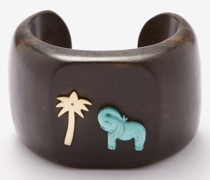 Elephant & Palm, 18kt Gold & Wood Cuff