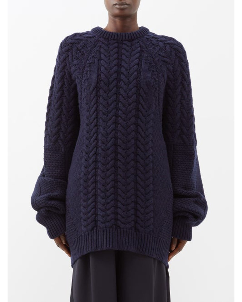 Raey Damen Oversized Contrast-panel Wool-blend Sweater